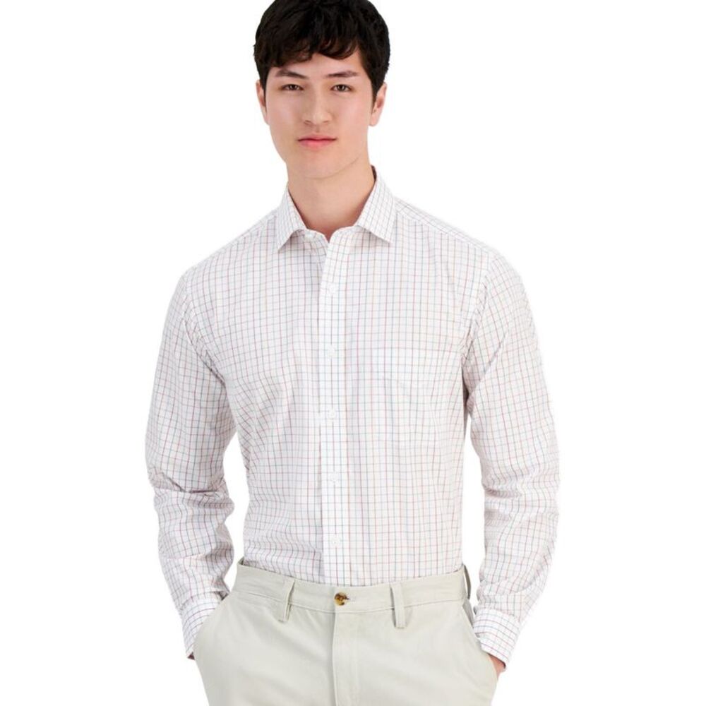 Club Room Mens Window Plaid Button Down Dress Shirt, NWT